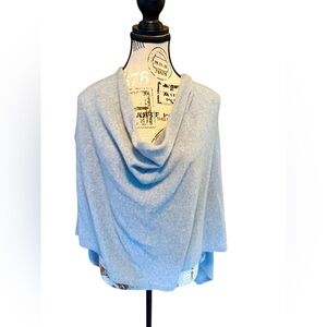 Tina Stephens Soft BlueCashmere Travel Wrap • Convertible Shawl Ruana • One Size